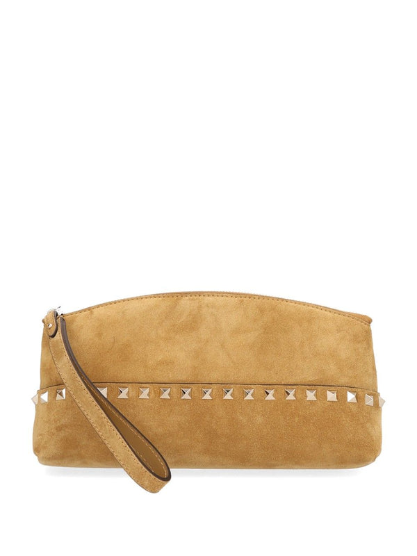 Rockstud Pochette Suede S./Platinum Studs Small Leather Goods Beige