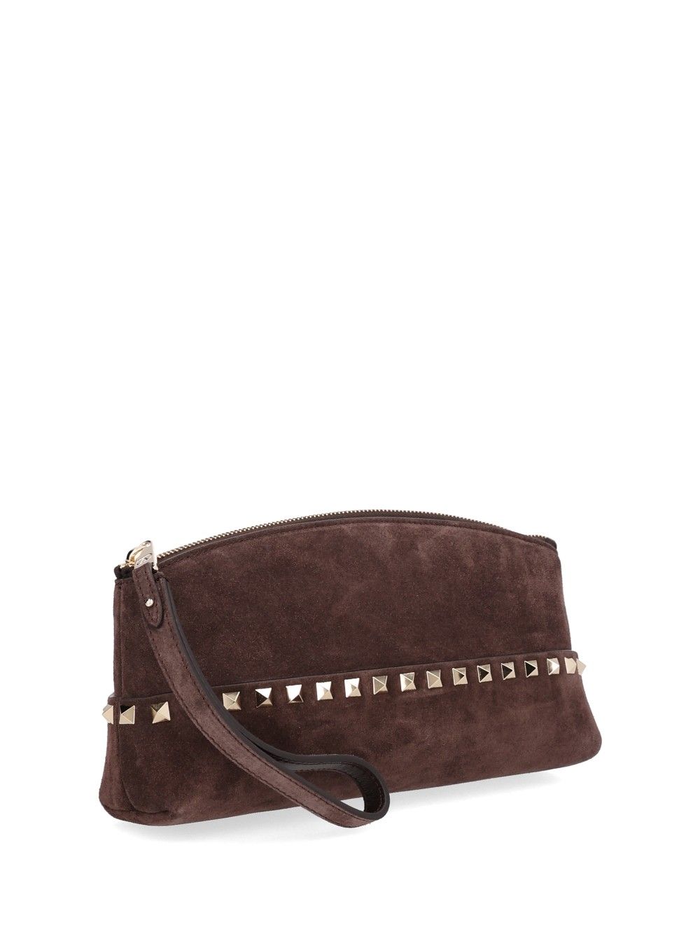 Valentino Garavani Rockstud Pochette Suede S./Platinum Studs Small leather goods - Brown | 82660847108d5aca7b0c79e8fb168197d310d778