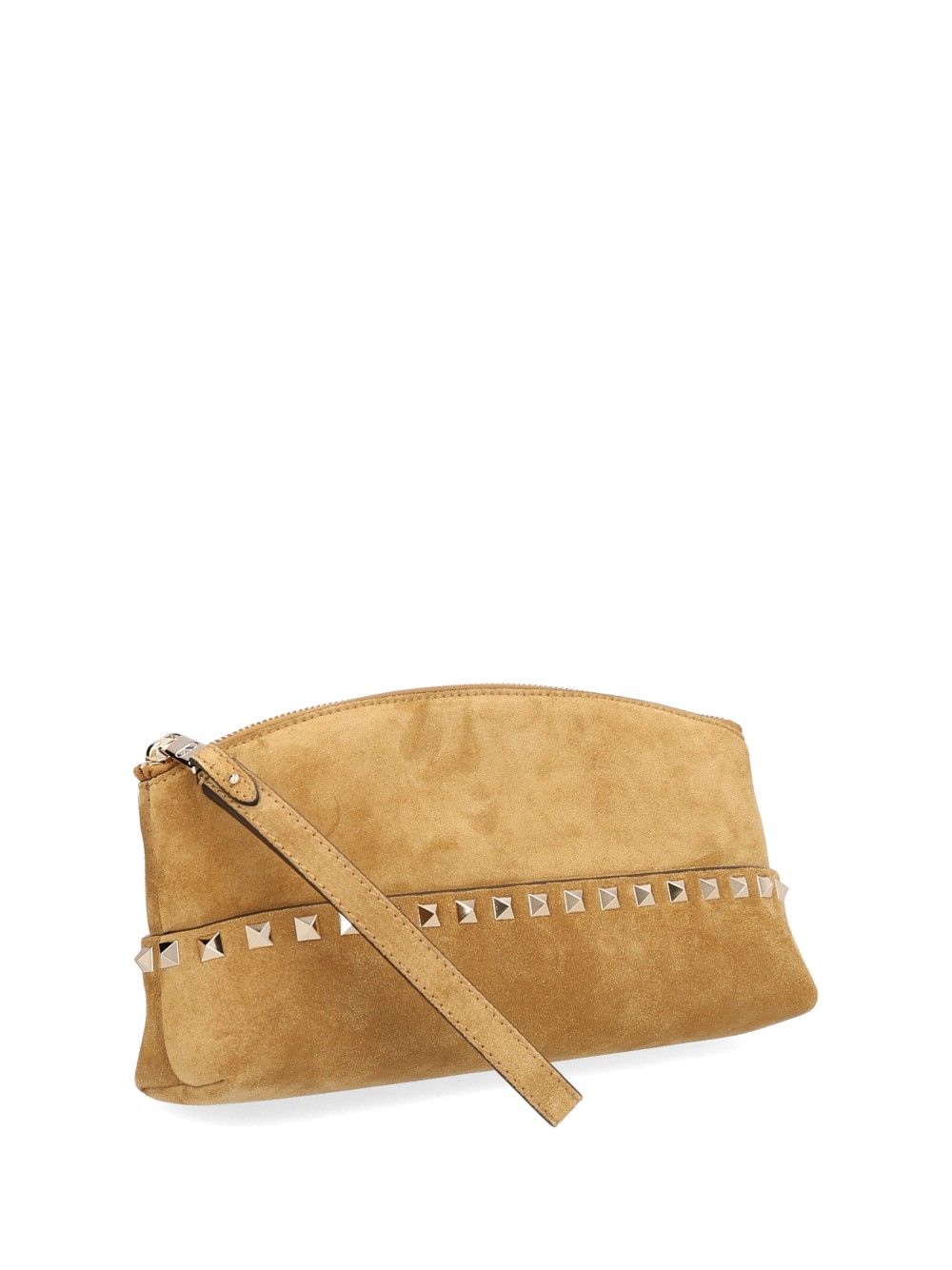 Valentino Garavani Rockstud Pochette Suede S./Platinum Studs Small leather goods - Beige | 534f278183911648d248efce205ddc7a305e14ff