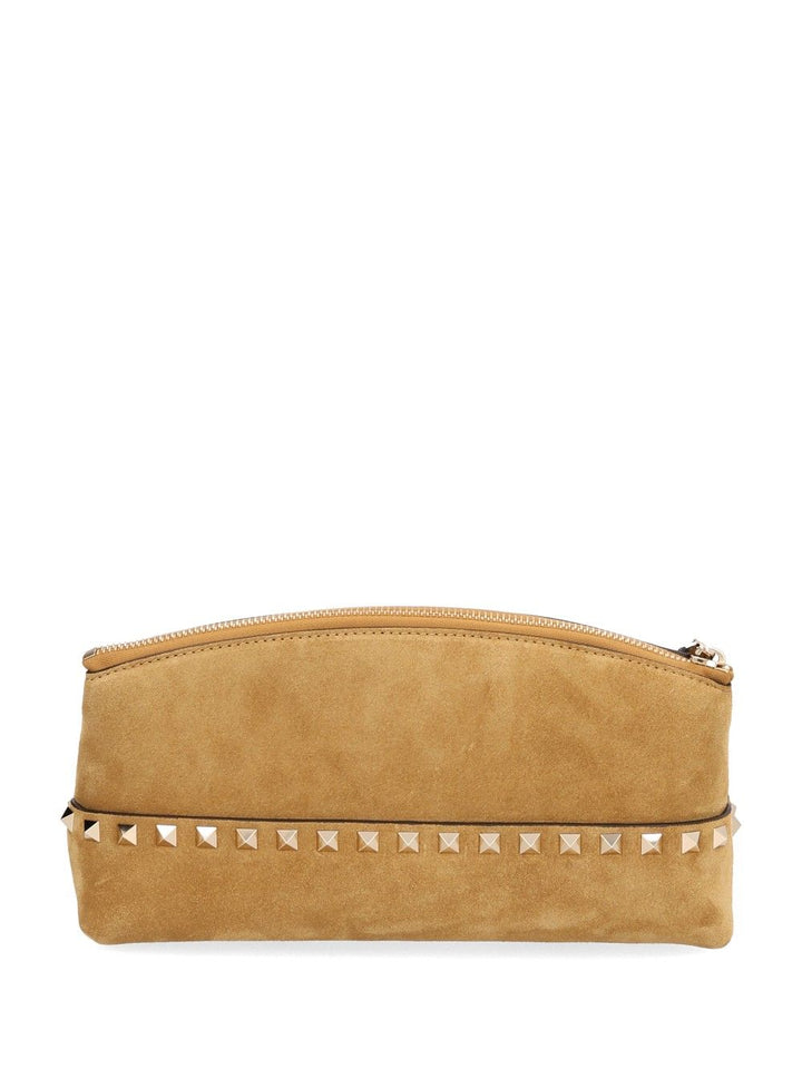 Valentino Garavani Rockstud Pochette Suede S./Platinum Studs Small leather goods - Beige | 6a39c9c9a9000f392e0e50428daedaa4e25fb382