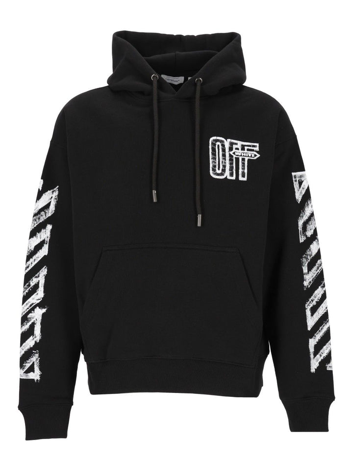 Off-White Motion Arrow Skate Hoodie Sweatshirts - Black | 467d3a5627cdcfa8213f07d9fd5fa3d0fa70f8f1