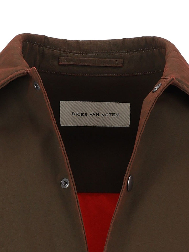 Dries Van Noten Vorries Coated Short Colour Cotton Jacket Shirts - Brown | 5cad52515235dfce97c80d85d0462e69fc36581f
