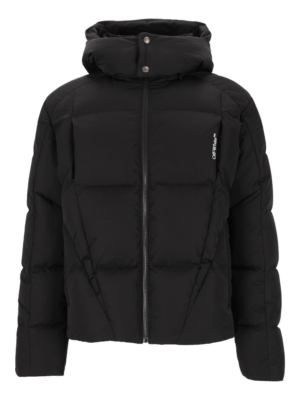 Off-White Bookish Nyl Twill Racing Puffer Coats - Black | 6084c21962635280901f3864a66bb06242164eb2