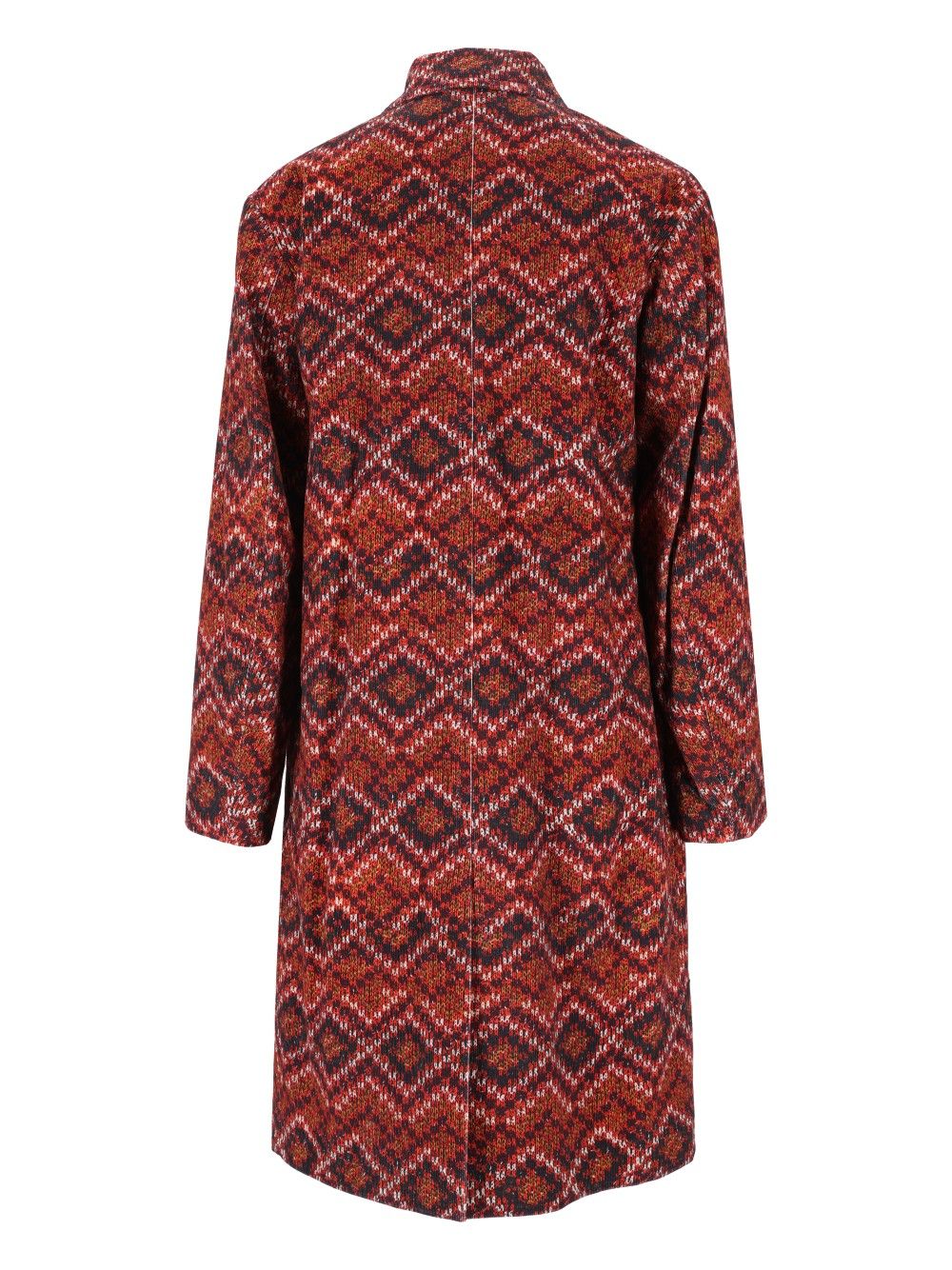 Dries Van Noten Long Printed Velvet Coat Coats - Red | 8a708b67d65155a8e0ca5edfc2428371b26b951c