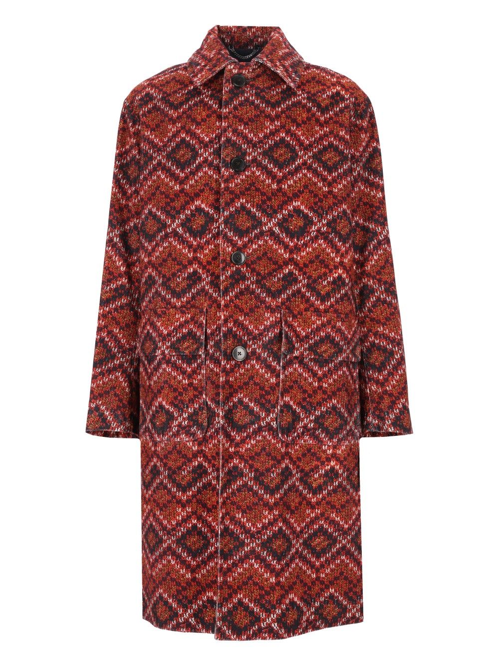 Dries Van Noten Long Printed Velvet Coat Coats - Red | e331c45b04e14280115e60a57263de6740b1f8d6