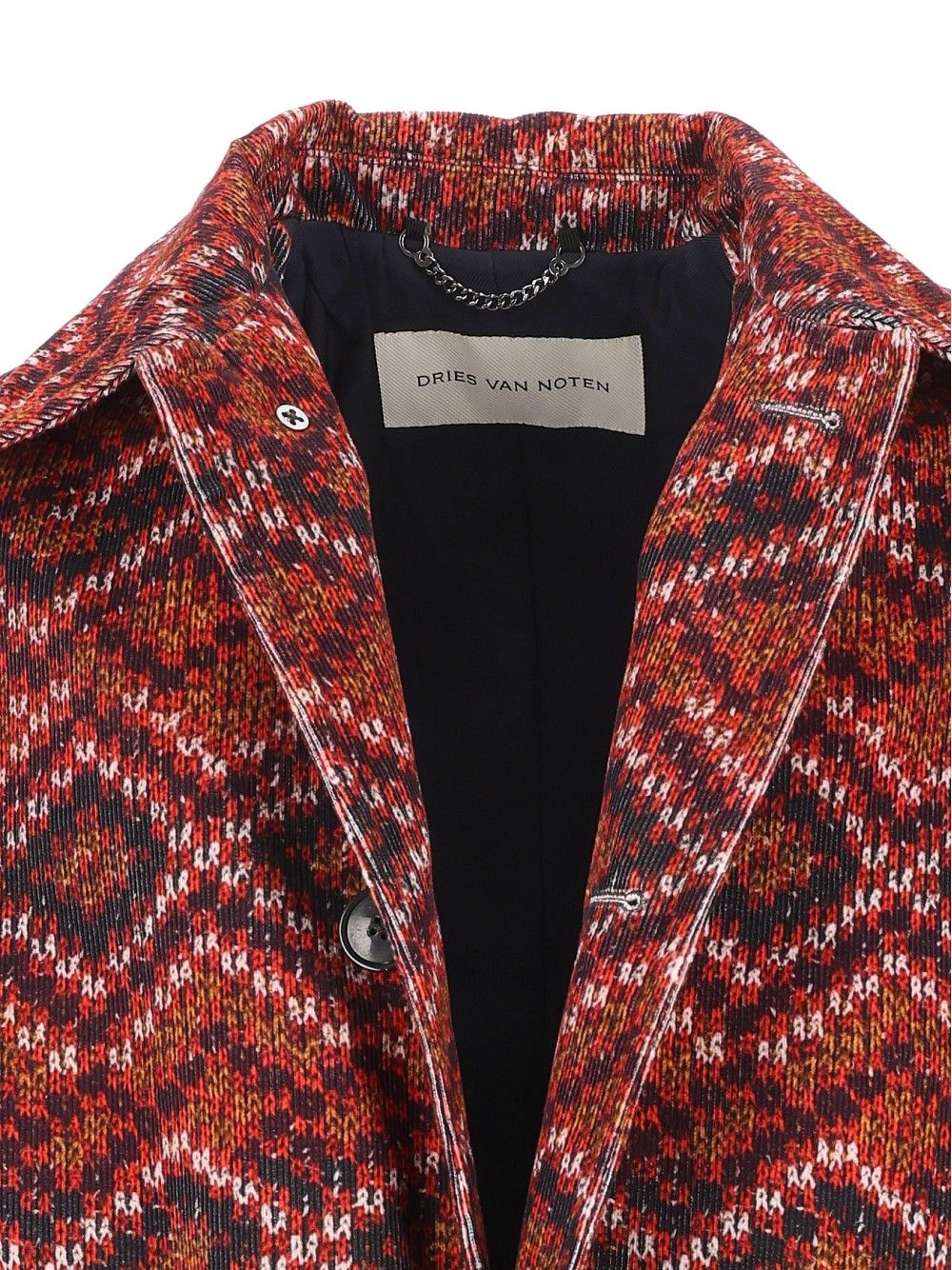 Dries Van Noten Long Printed Velvet Coat Coats - Red | bbff5628d9bbd85c2cf72ee489d370c8305cb3d6