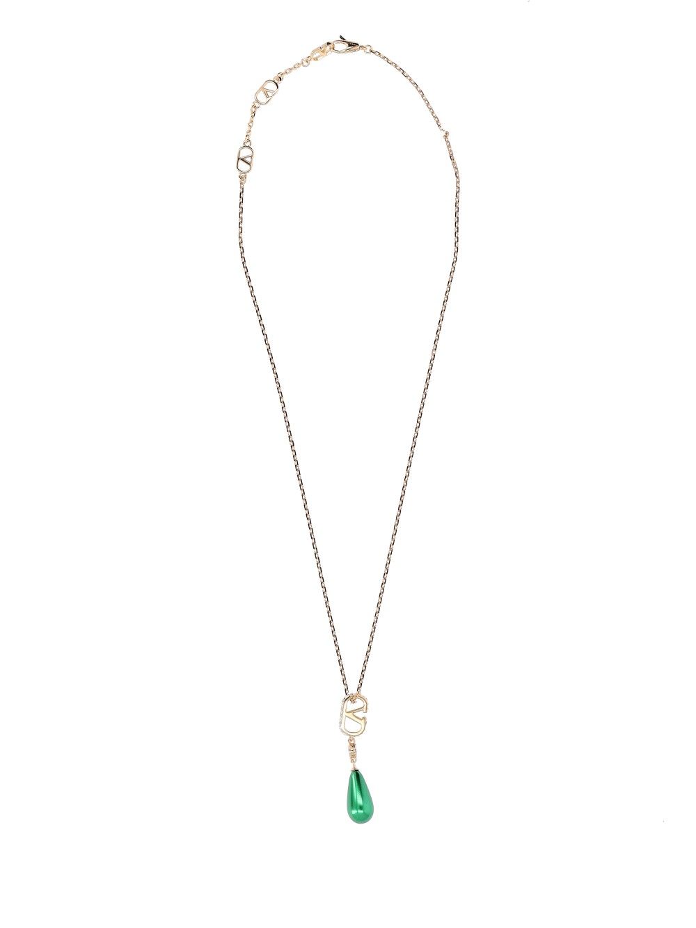 Valentino Garavani Vlogo Signature Strass Necklace (L.42) Metallo/Perla/Strass Jewelry - Gold | dbc5c0e7c6690014c96e5bab12c196c8c617fbf8