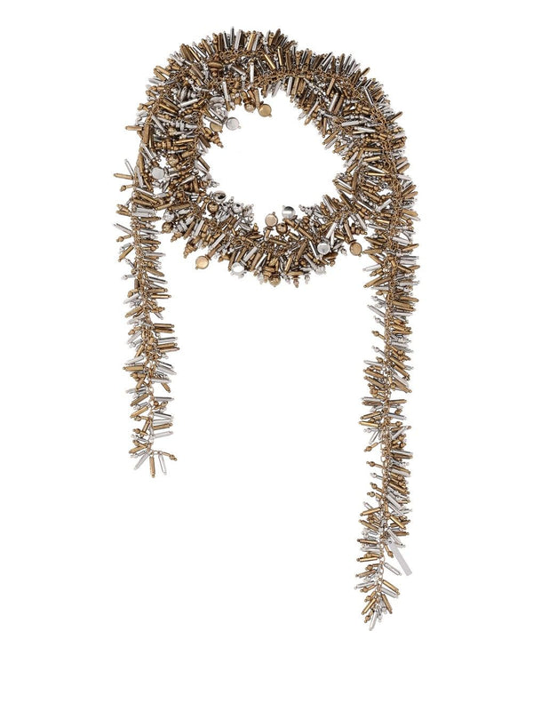 Decorated Brass Scarf Necklace Jewelry Silver