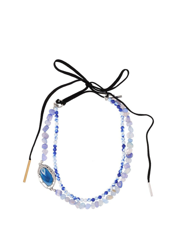 Semiprecious Multicolor Stones And Resin Necklace Jewelry Blue
