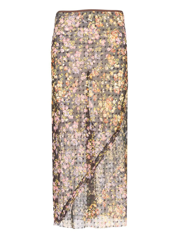 Dries Van Noten Sati Jacquard Printed Long Skirt With Mini Floral Patchwork Skirts - Multicolor | ef72d97da0c746e7a2ed5edbfd1b73ee9017c80c