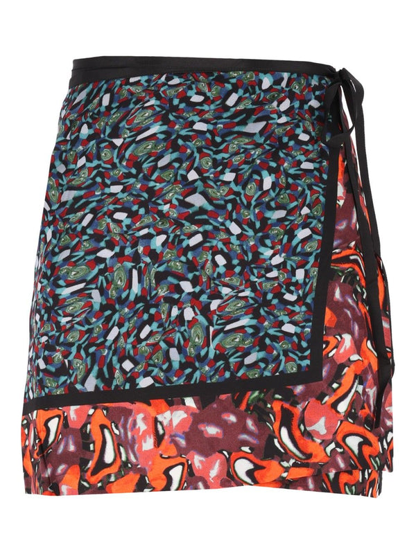 Gabrinas Printed Satin Wrap Mini Skirt Skirts Multicolor