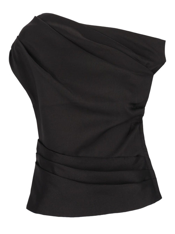 Draped Taffeta Top Black