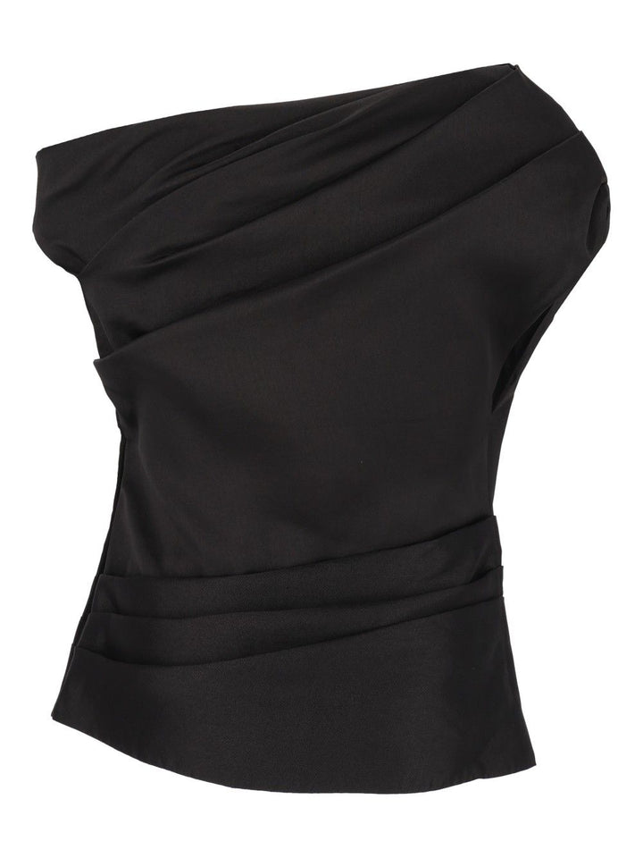 Self-Portrait Draped Taffeta Top Tops - Black | 1d40ce9ca681d91e6c73d622b5257853e71d0c4b
