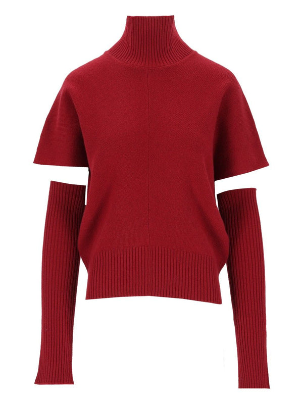 Maglia M/M Collo Alto Con Manicotti -Lana Merino/Cashmere Knitwear Red