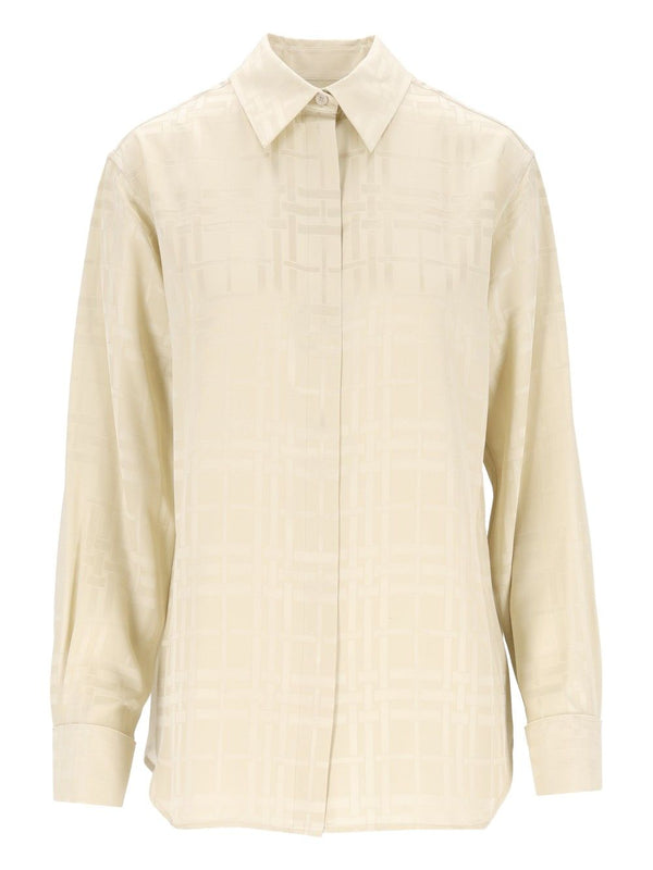Dorothea Silk Check Shirt White