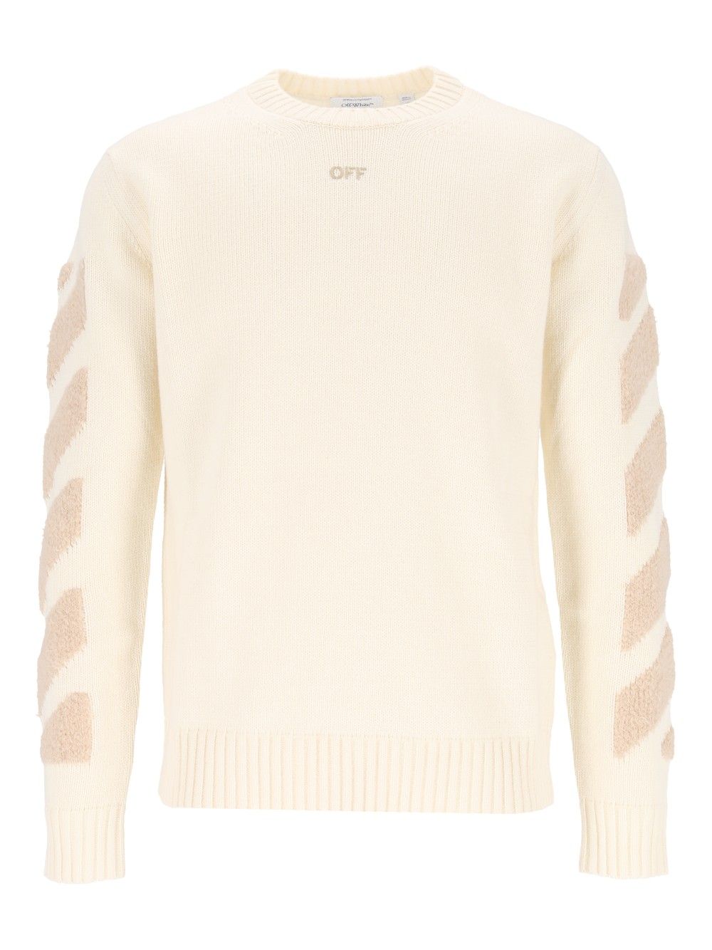 Off-White Diagonals Fuzzy Knit Crewneck Knitwear - White | 203d62d867e659b85bf900ce637bb989afd9be2c