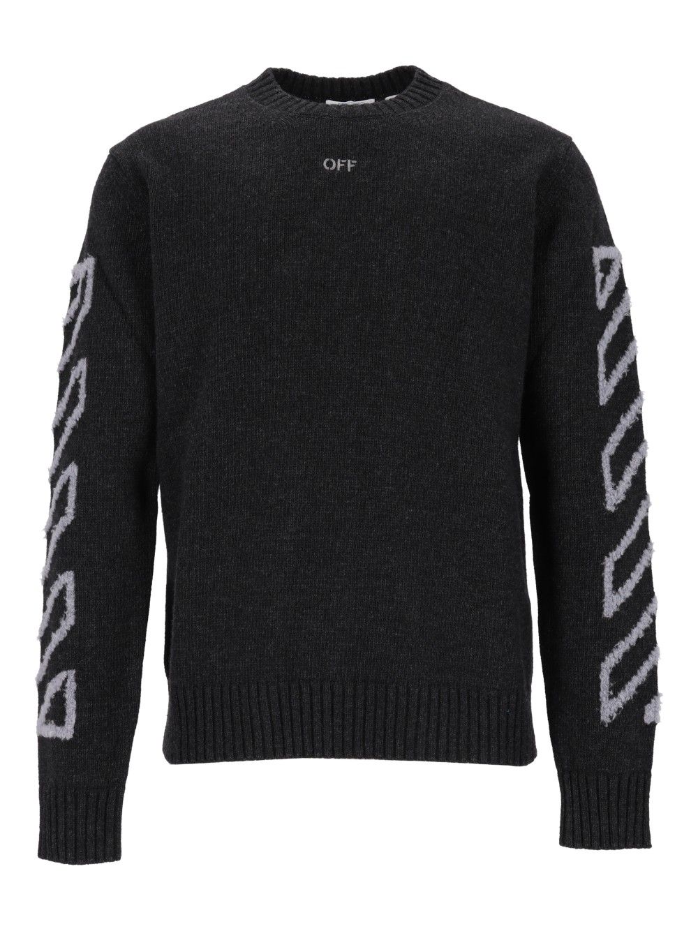 Off-White Diag Arrow Fuzzy Knit Crewneck Knitwear - Grey | 473f4285ab01beefa52677204188ddb8ab86a2a5