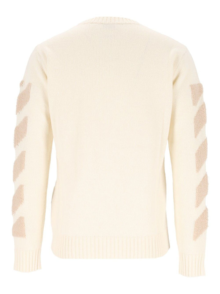 Off-White Diag Fuzzy Knit Crewneck Knitwear - White | d7006e5bc8edbabdda5ef9f57a4c8c9ea252c488