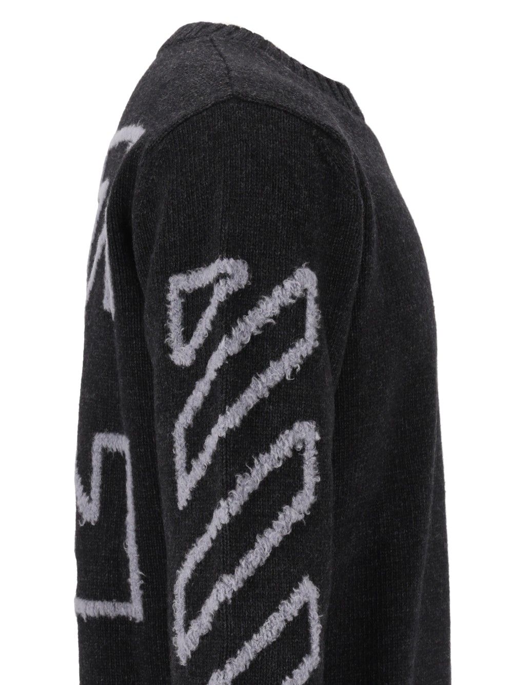 Off-White Diag Arrow Fuzzy Knit Crewneck Knitwear - Grey | 7ae4021a8c65f909dd12625bbec187035a45bf62