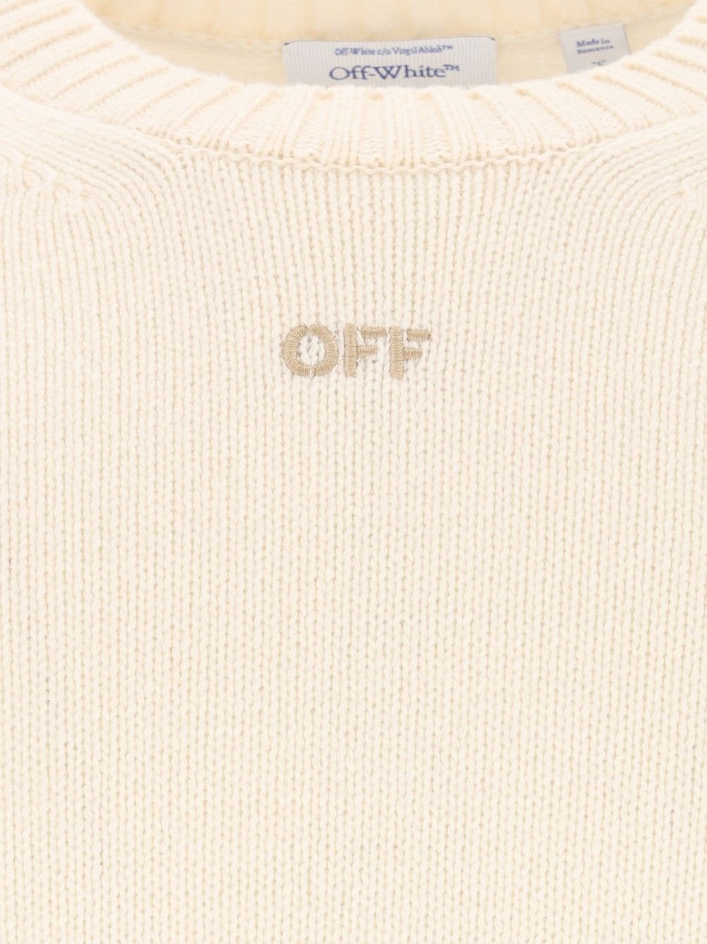 Off-White Diag Fuzzy Knit Crewneck Knitwear - White | 907b47556645d67cd9f357e0a374c71e1371084d