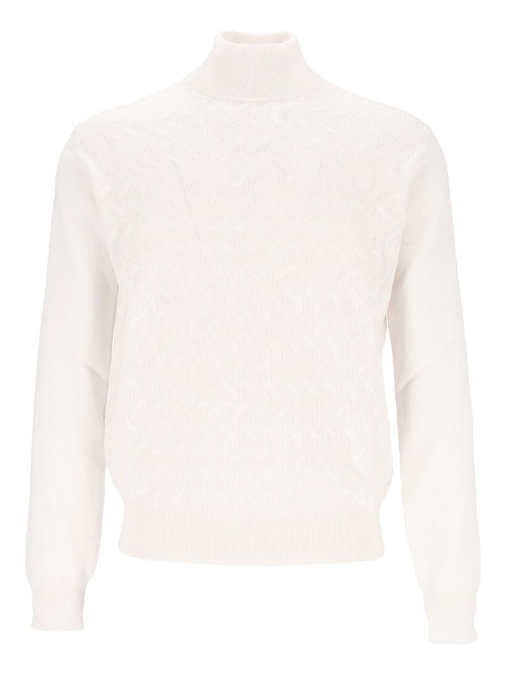 Corneliani Turtleneck With Inlays Knitwear - White | 792b0fa43178e51ed4793b9198efcc4fbbddccf3