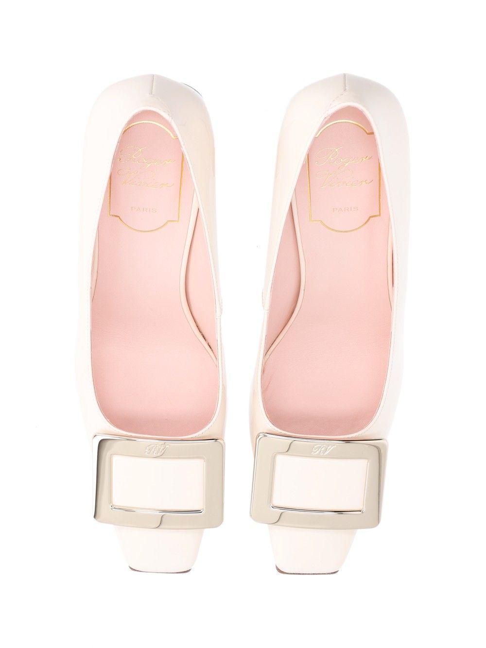 Roger Vivier Belle Vivier Metal Buckle Dec 75 Vernis Luxor Black Pumps - White | 8fd3ea24b6762117bc21e8b91ba95460081cd1ad