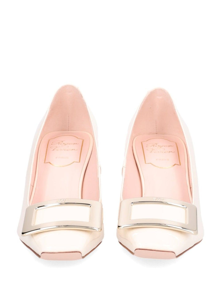 Roger Vivier Belle Vivier Metal Buckle Dec 75 Vernis Luxor Black Pumps - White | bcaf86494645b3a018e7b080da3ab4df6974e254