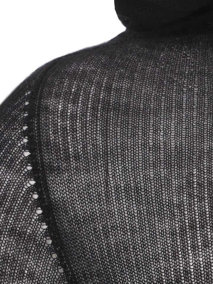 Rick Owens Ribbed Cashmere Hooded Pullover Knitwear - Black | 492915b513b8a9e116d32f7adfb32f5e9377ac56