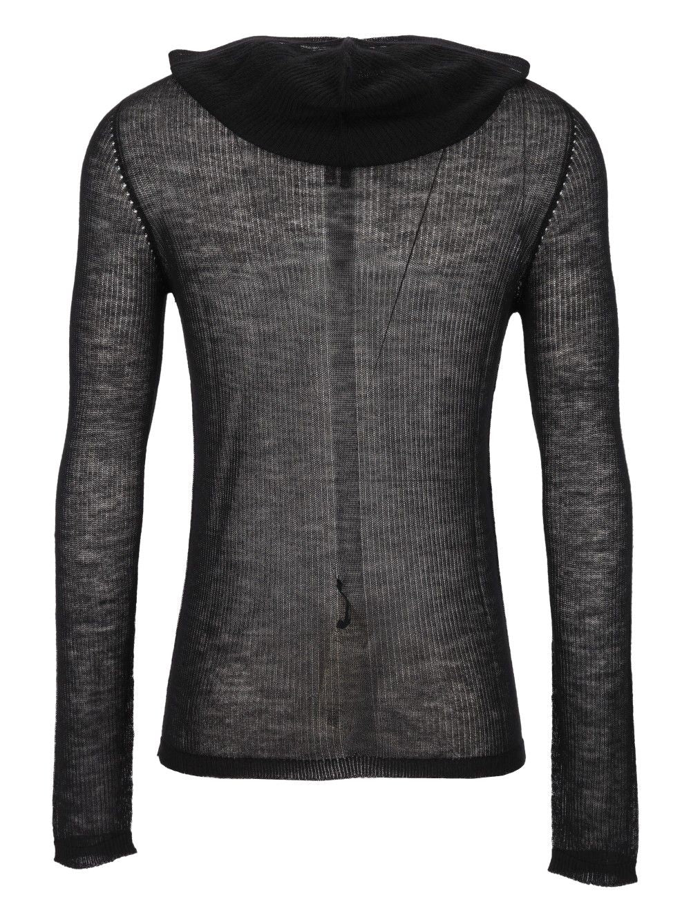 Rick Owens Ribbed Cashmere Hooded Pullover Knitwear - Black | c07eb28bad4829168abb4b54392686107efce91c