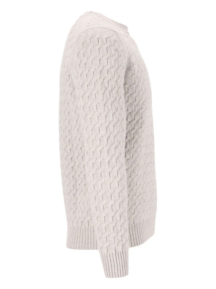 Al Duca D'Aosta Giro Treccia 3d 100 Lana Knitwear - Grey | 41d197cec9892046cc0c2870f11d5641f886086f