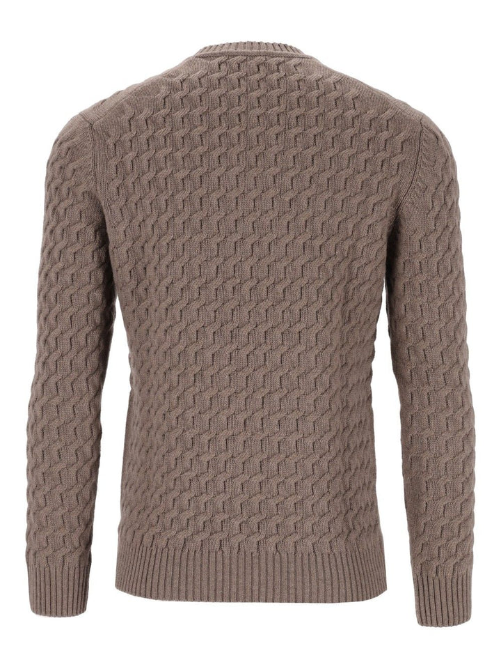 Al Duca D'Aosta Giro Treccia 3d 100 Lana Knitwear - Brown | 308586b2a0d15cc33b05e84313261cf2d920501f