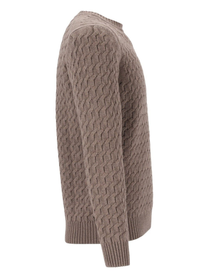 Al Duca D'Aosta Giro Treccia 3d 100 Lana Knitwear - Brown | c66844dd91589e7518a5b5d11978c9e567dcefc1