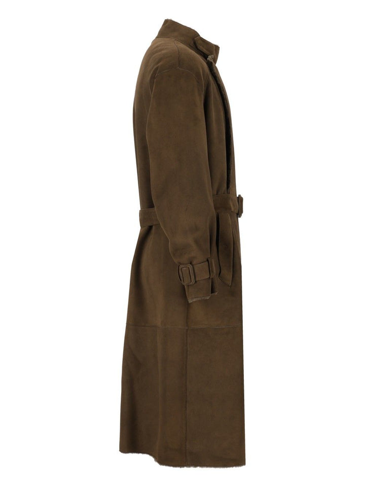 Giorgio Armani Double-Breasted Trench Coat Coats - Green | b7bbec0f69ee9d477656ef9e8144f9eb27fdc94f