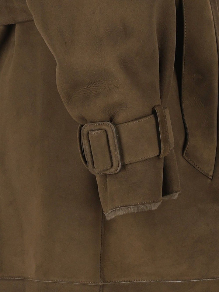 Giorgio Armani Double-Breasted Trench Coat Coats - Green | 58cb980a424123f9c5e1e4e3e89d6d5741ac8452