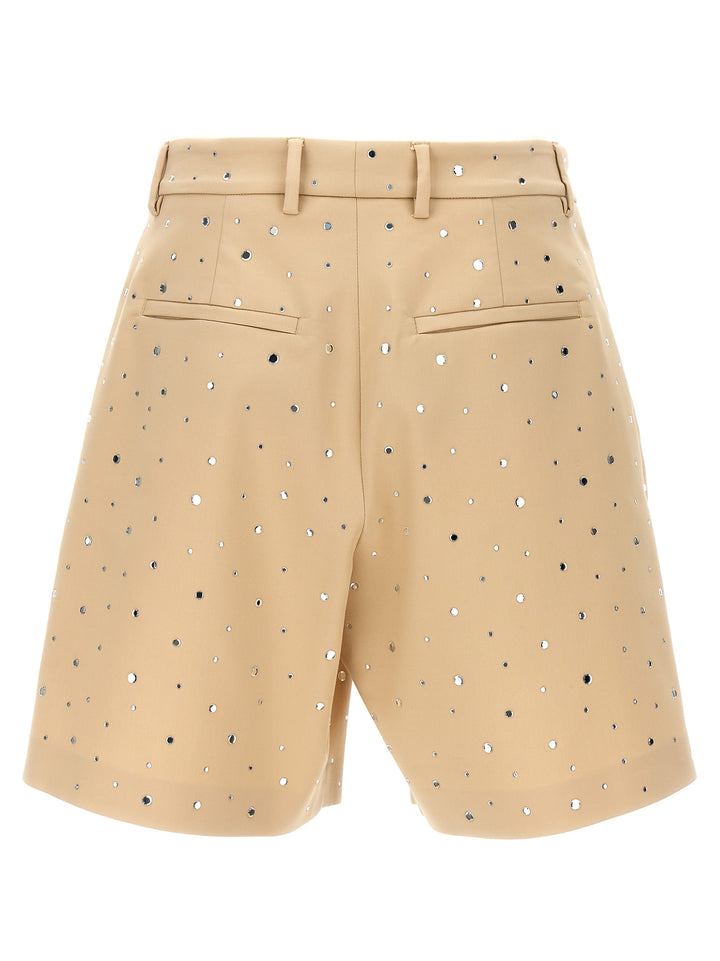 All Over Crystal Shorts Bermuda, Short Beige