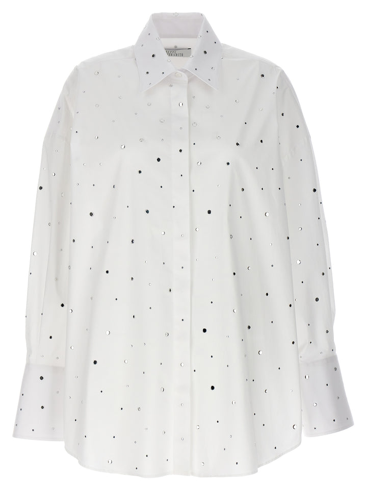 Rhinestone Shirt Shirt, Blouse White