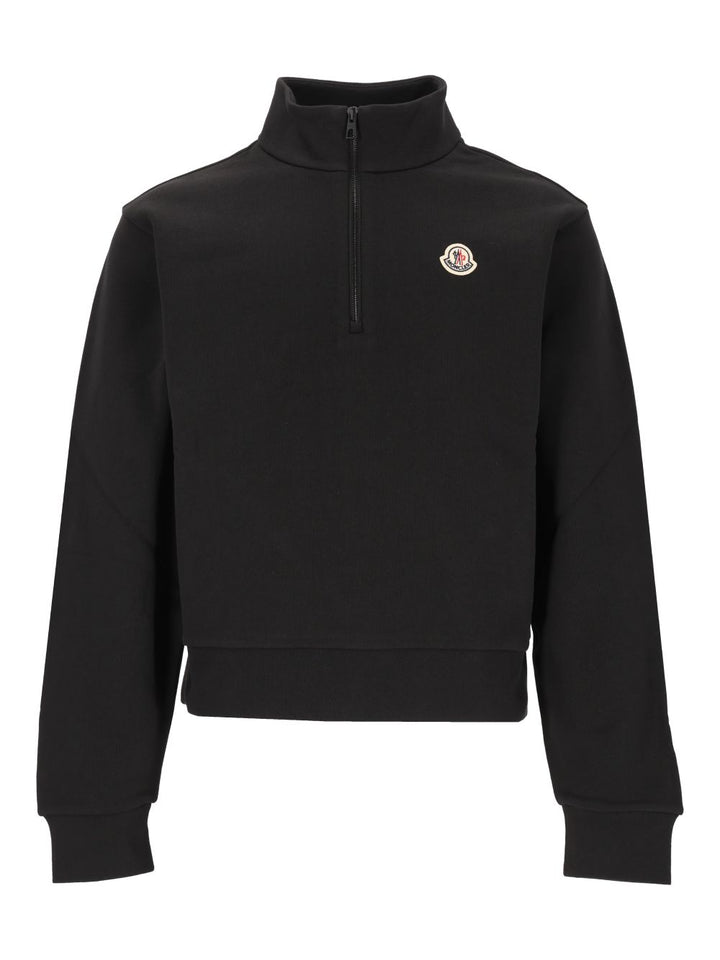 Moncler Cotton Zip-Up Sweatshirt With Logo Sweatshirts - Black | a6190c7bb755b4e24684e1b03ae324ffce90f892