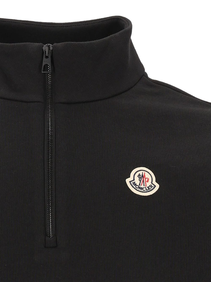 Moncler Cotton Zip-Up Sweatshirt With Logo Sweatshirts - Black | 4f50f39778265c9a2da9dbd76d18a8a06913d899
