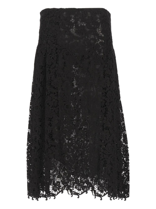 Macramé Lace Midi Skirt Black