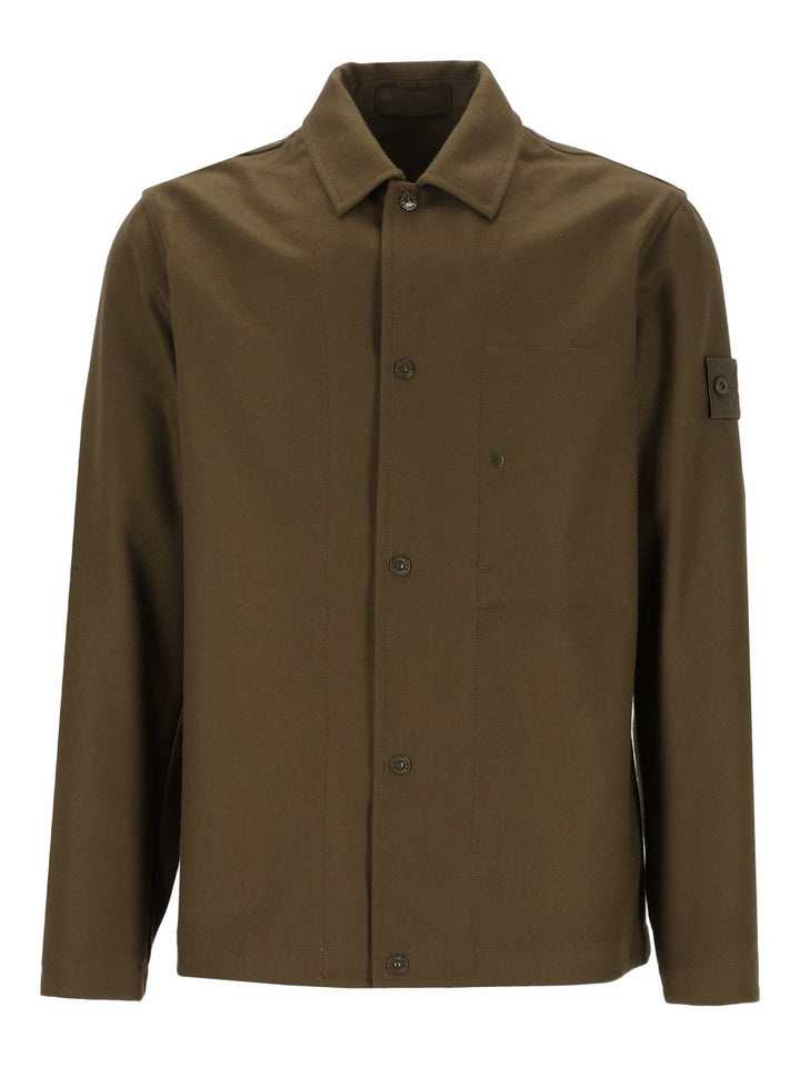 Stone Island Coated Jackets Green