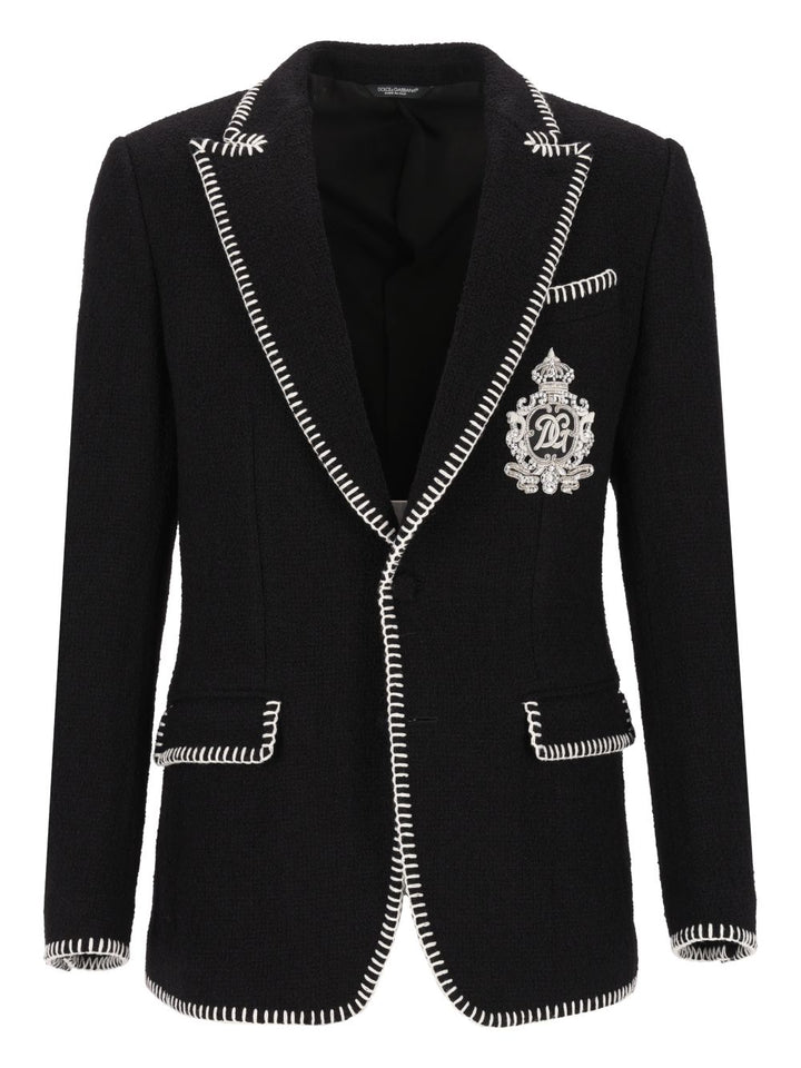 Dolce & Gabbana Embroidered Single Breasted Blazer Jackets Black