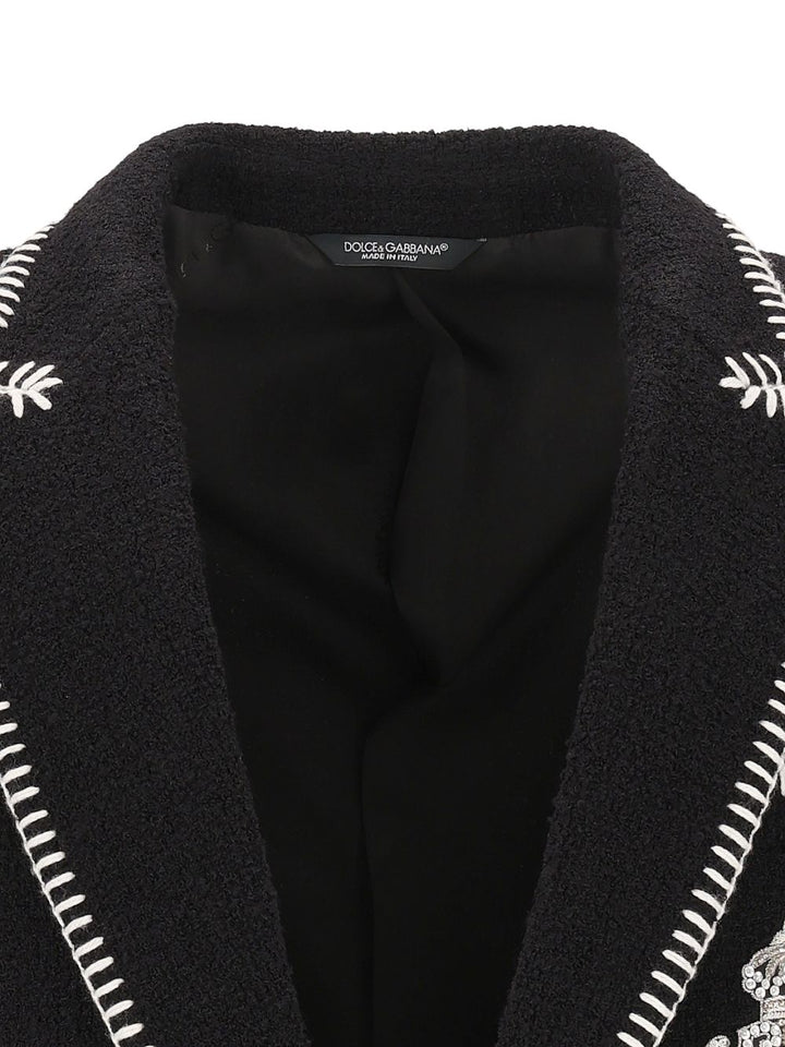 Dolce & Gabbana Embroidered Single Breasted Blazer Jackets Black