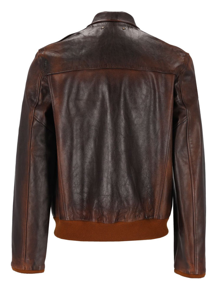 Golden Goose Distressed-Effect Bomber Chaquetas Marrón