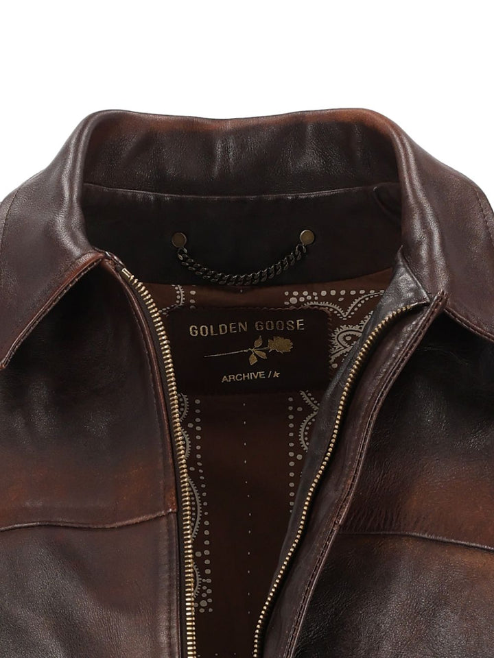 Golden Goose Distressed-Effect Bomber Chaquetas Marrón