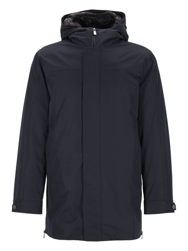 Hooded Long Down Jacket Blue