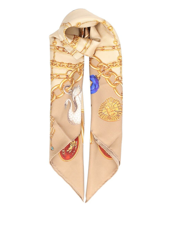 Ss Check Charm Silk Squ Scarves And Foulards Beige