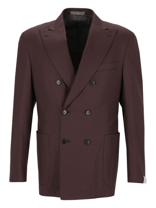 Corneliani Double-Breasted Suit Dresses Brown