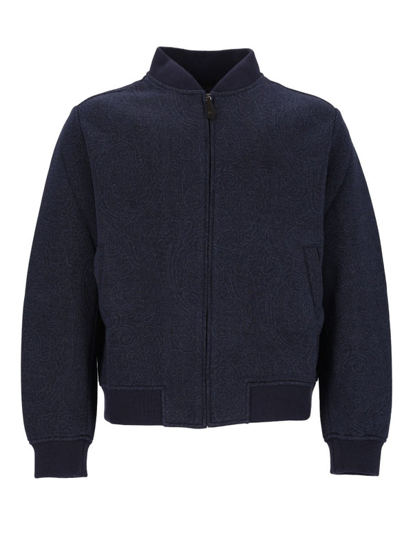 Classic Knitted Bomber Jacket Blue