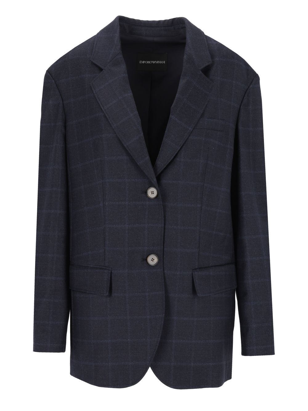 Emporio Armani Checked Blazer Jackets - Blue | 1960ec649cc34cdaf0ac9a57208a882c87840563