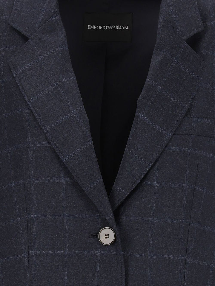 Emporio Armani Checked Blazer Jackets - Blue | 5bef2f053d98e8f4bbff33c0493c8f822bb75f7b